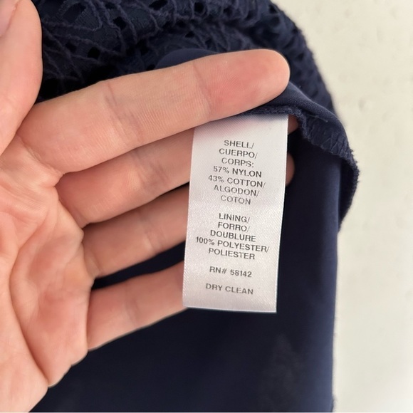 🦋 Maggy London Blue Lace Cap Sleeve Mini Shift Dress Size 6 - Picture 3 of 6